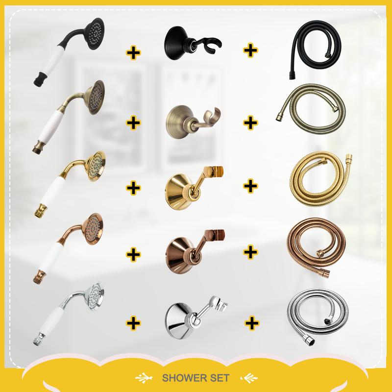 Нержавеющая сталь роскошная античная бронзовая ручная душевая лейка с держателем для душа 1,5 м шланг аксессуары для ванной комнаты душевая лейка