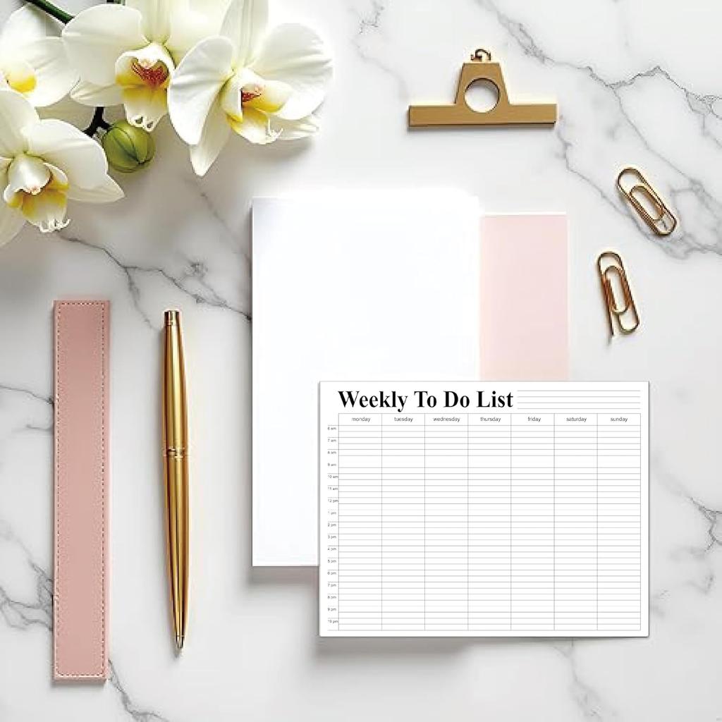 Weekly To Do List notepad, Hourly Schedule, Monday-Sunday, 6am-10pm,Task Planner & Activity Log Notepad – 8.5 x 11” Undated Daily & Hourly