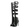 Fashion Liyke Sexy Peep Toe Zip Hollow Out Thigh High Boots Women Ballroom Latin Modern Tango Jazz Dancing Shoes Stiletto Heels Black