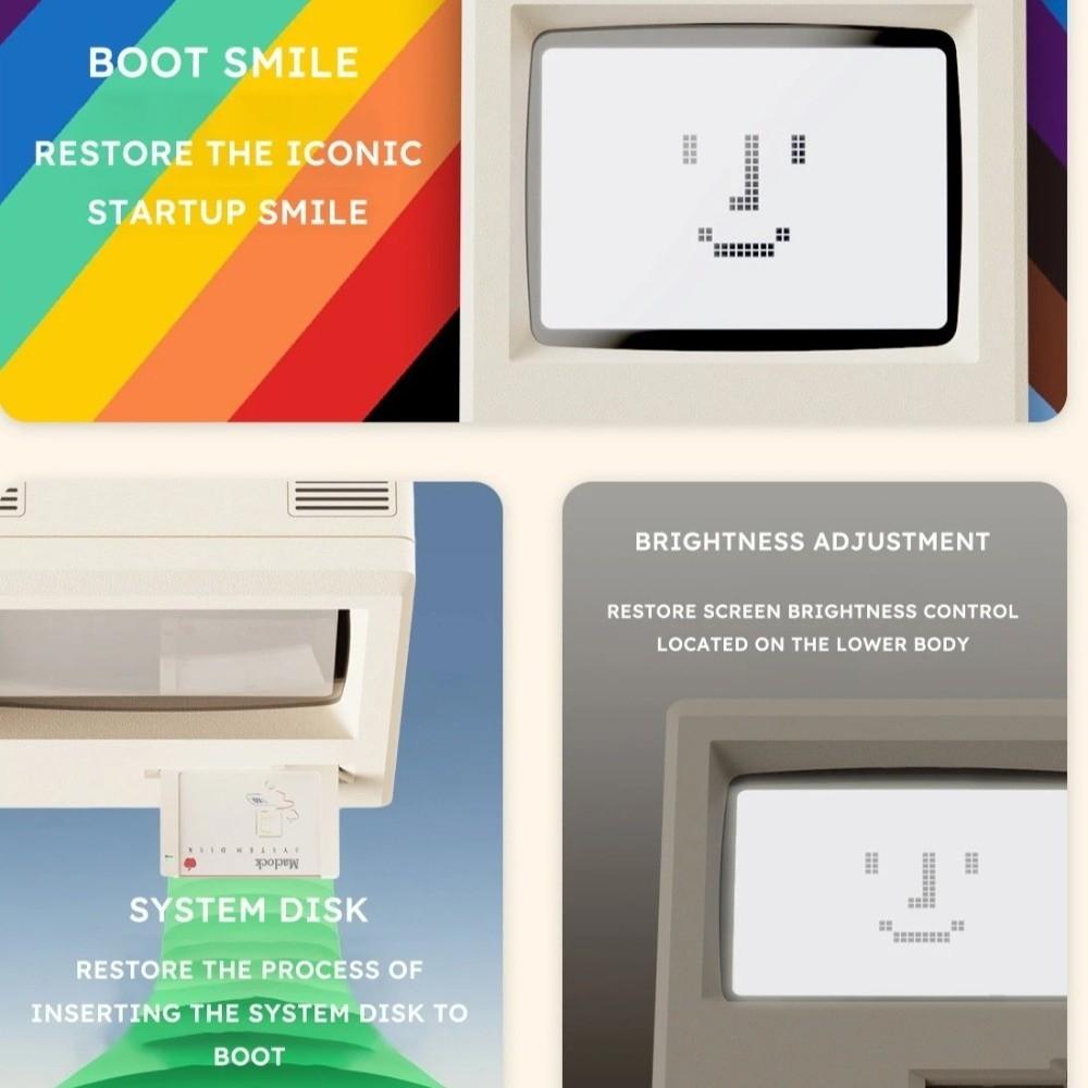 Adjustable Brightness Retro MacLock Clock Computer-Inspired Desk Clocks Gifts Pixel Alarm Clocks