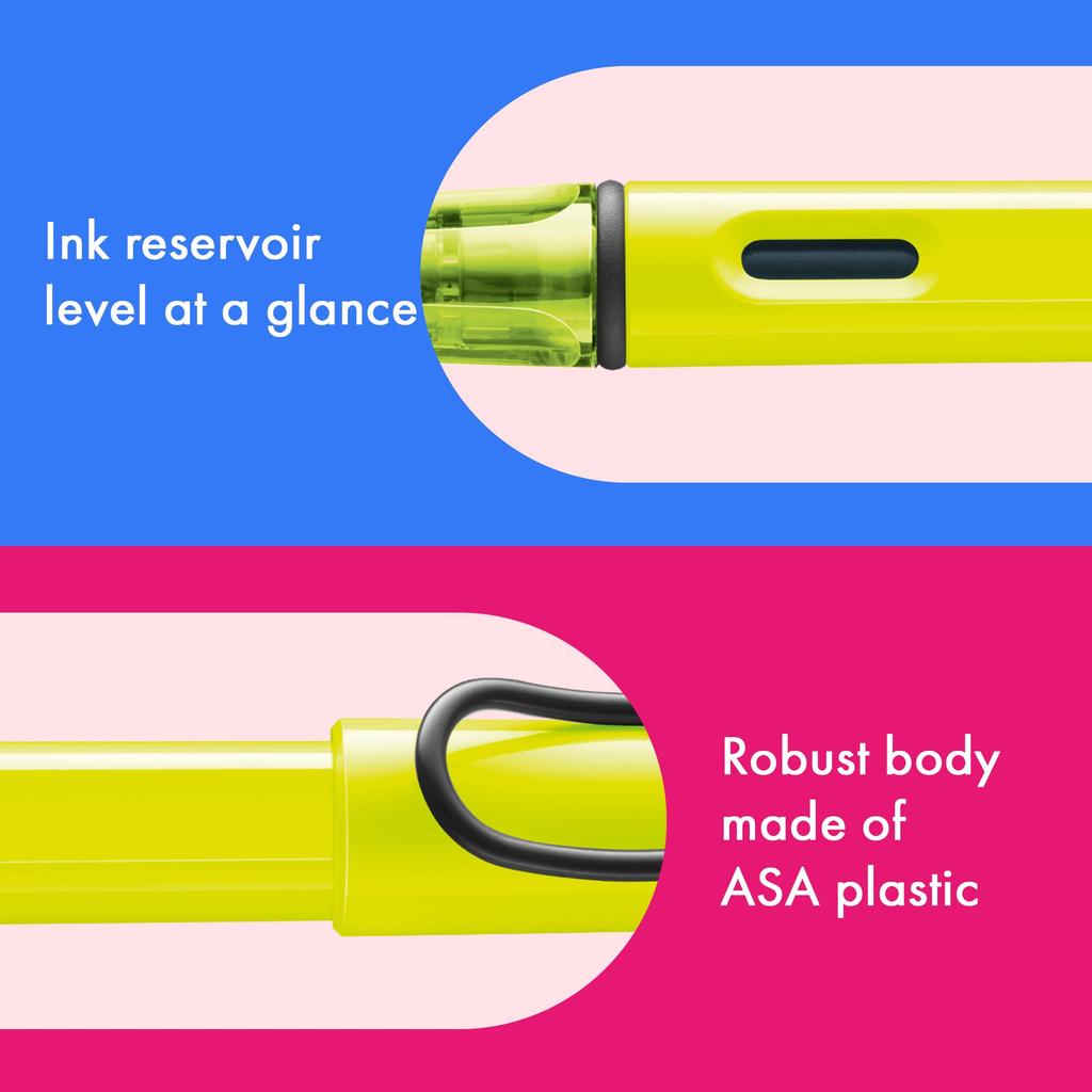LAMY Safari Neon Yellow Fountain Pen Steel Nib F blue LAMY T 10