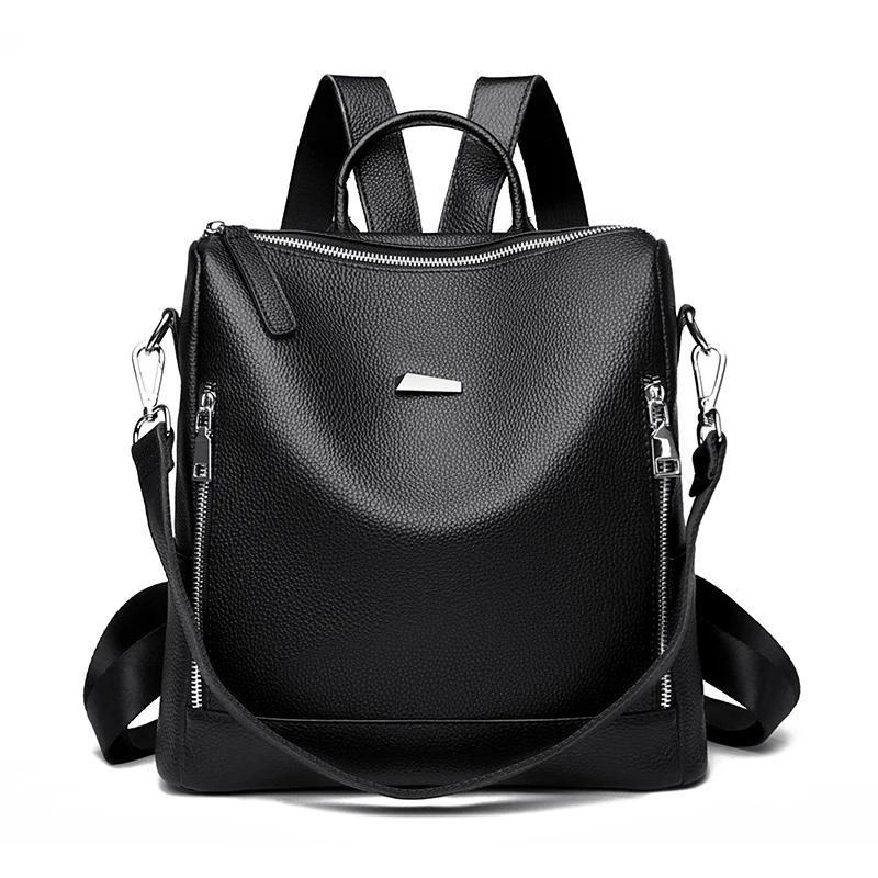 Натуральная кожа рюкзаки для женщин большой емкости водонепроницаемый рюкзак модные женские школьные дорожные сумки