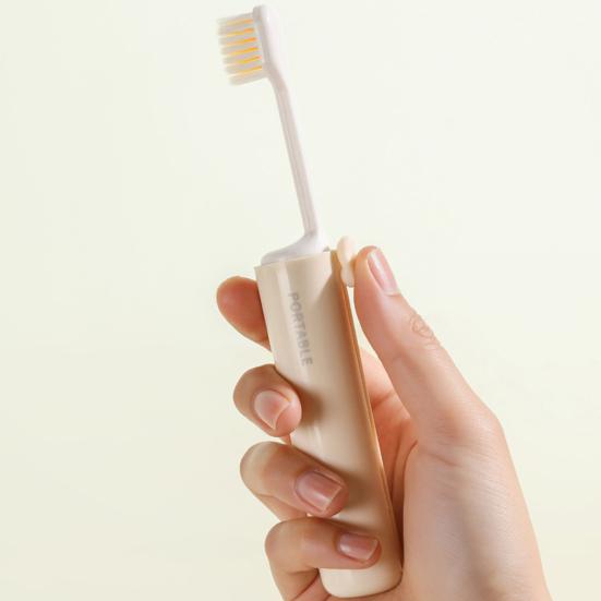 Многофункциональная зубная щетка 2-в-1 с 2 сменными насадками Портативная для дома, путешествий, туризма, кемпинга с футляром для хранения зубной пасты