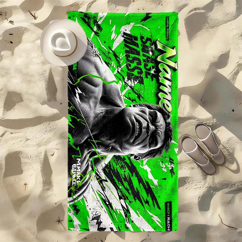 Custom Name Hulk Power Stylish printed beach towel,a quick-drying, absorbent mat suitable for the beach, pool, gym, and travel fans gift