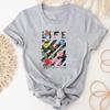 (Asian Size)Tee Top Plant Butterfly Trend Cute Sweet Fashion T Shirt Clothing Casual Short Sleeve Women Print Lady Female Graphic T-shirt