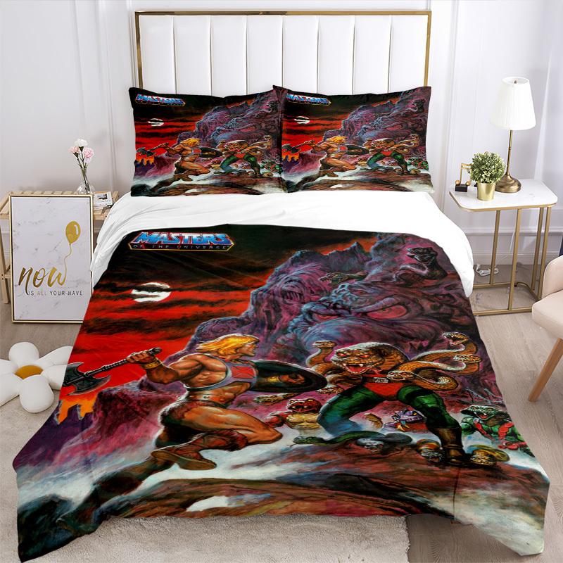 Masters of the Universe: He-Man and Snake Mountain Bedding Set Comforter Cover Gift for Bedroom,Includes 1 Cover and 2 Pillowcases, No InsertB558