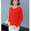 Women Round Neck Knit Sweater Female Spring and Autumn Solid Color Loose Thin Fashion Thin Section Bottoming Shirt Tops