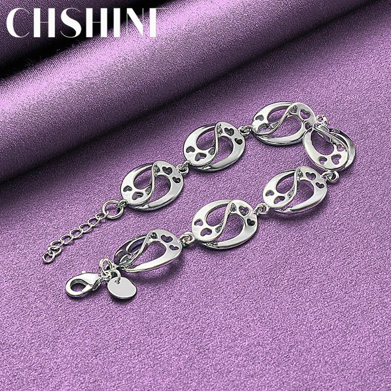 CHSHINE Изящный браслет-шарм из стерлингового серебра 925 пробы, круглый, для женщин, для свадьбы, вечеринки, модная бижутерия