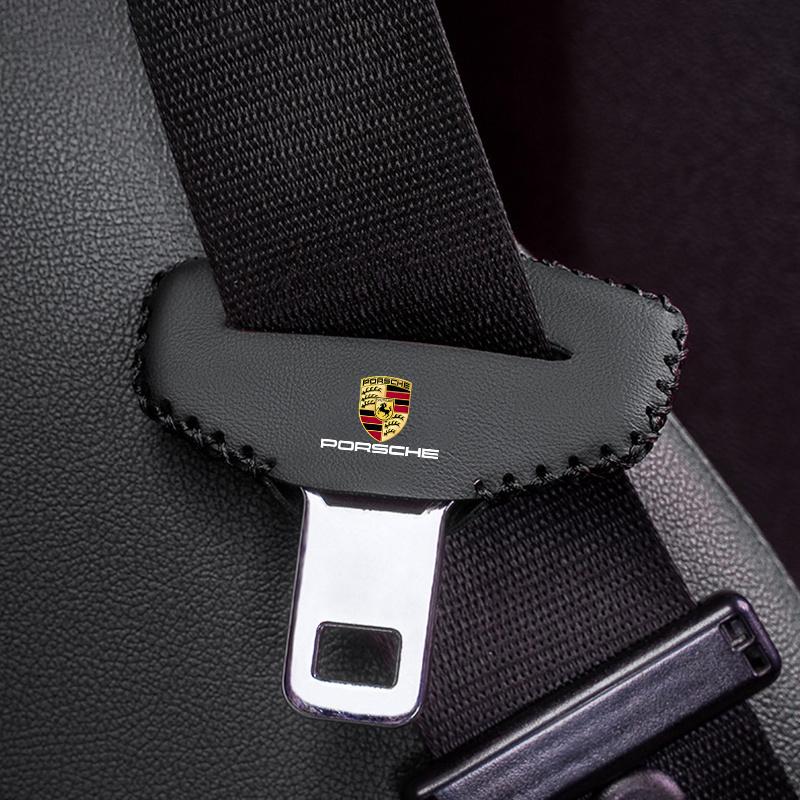 Universal Car Safety SeatBelt Buckle Cover Leather Case For Porsche Panamera Cayenne Taycan 911 718 Macan Carrera-GT 928 944 968