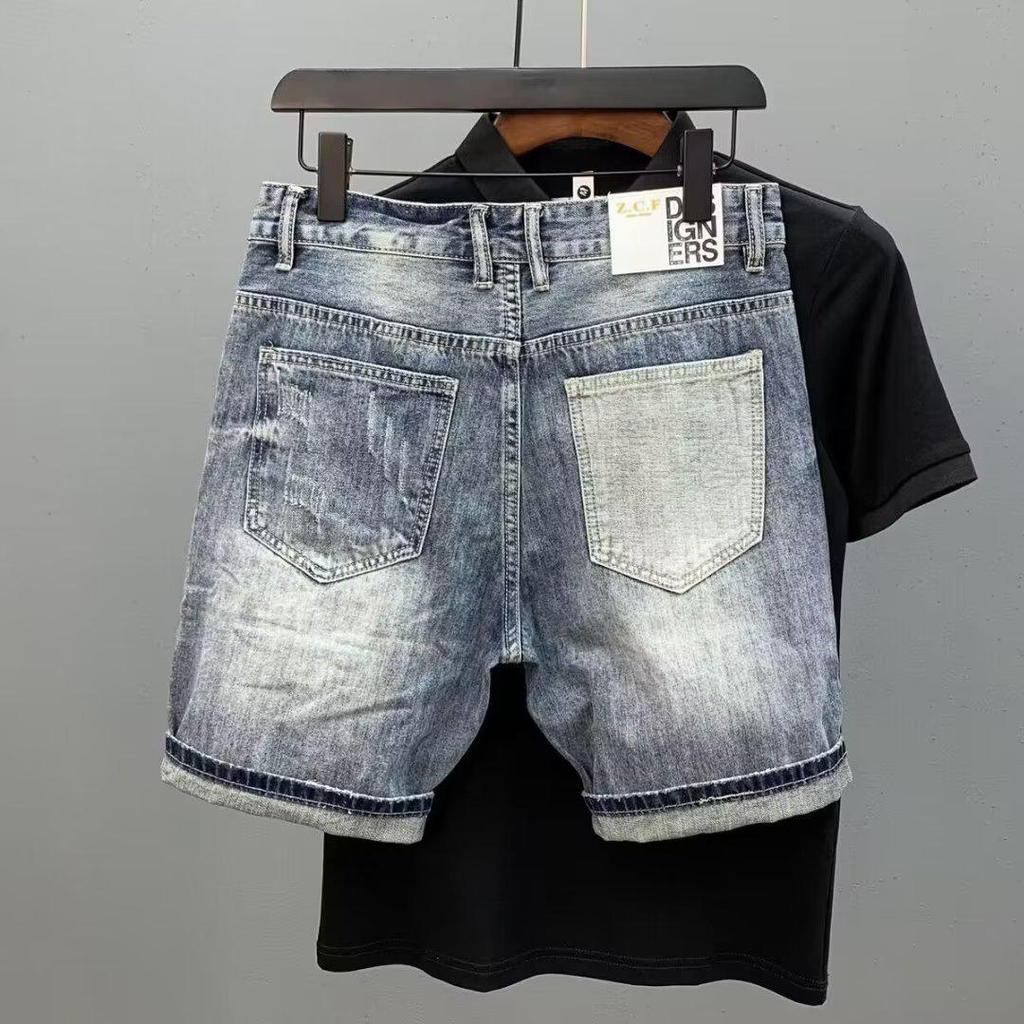 Men's Trendy Casual Denim Shorts - Versatile Summer Fashion with Loose Fit and Distressed Details