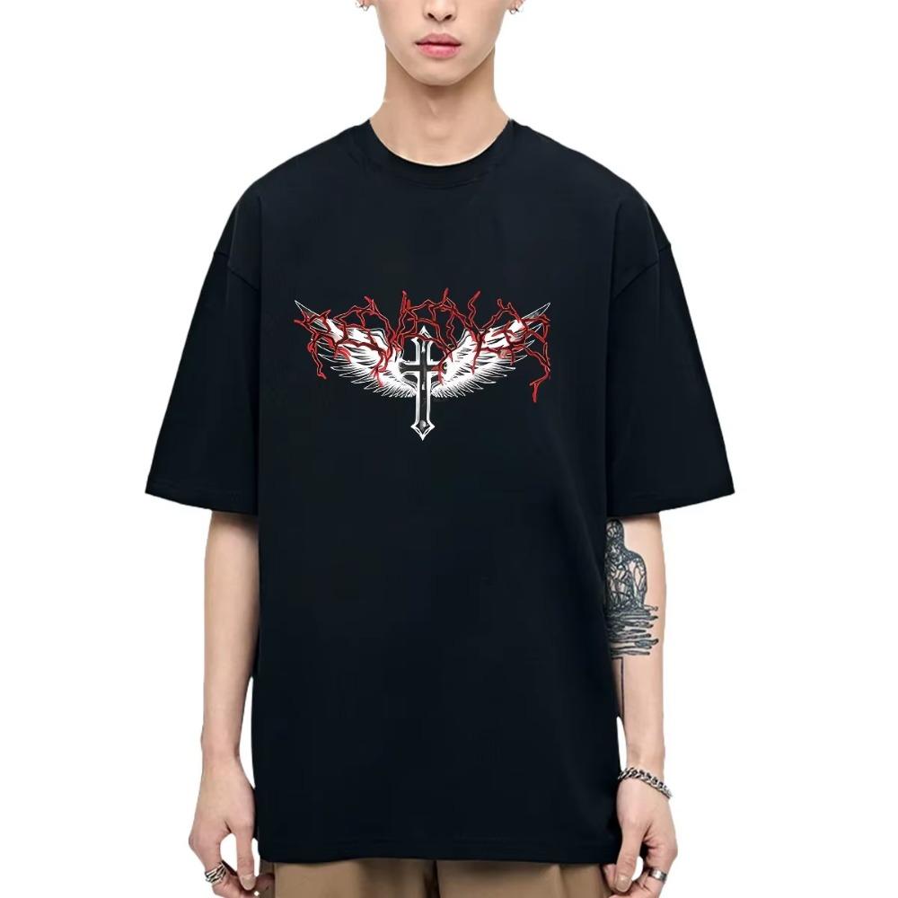 Cross T-shirt Death Cross of Jesus Short Sleeve Black T Shirt High Quality Loose Breathable Short Sleeve New Fashion Tops