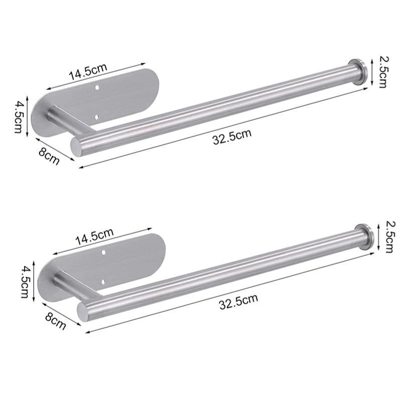 Adhesive Toilet Paper Holder Kitchen Roll Towel Rack Napkin Dispenser Absorbent Stand Tissue Hanger Stainless Steel Wall Mount