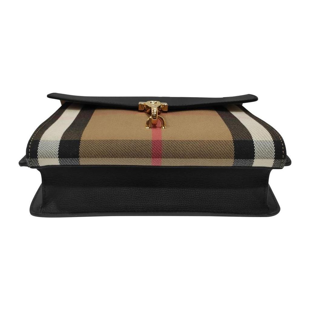 Burberry Vintage Check Leather Crossbody Bag, Luxury Black Gold-Tone Hardware Clutch Handbag for Women, Daily Commute & Evening Out 39808251