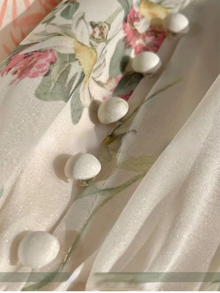 Французское элегантное мини-платье с квадратным воротником и принтом, женская мода, шифоновые вечерние платья с длинными рукавами, женская винтажная пляжная одежда на шнуровке, фея