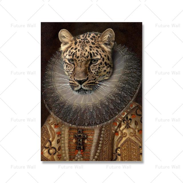 Stage Retro Portrait Poster Print Canvas Wall Art Renaissance Animal Head Living Room Decoration