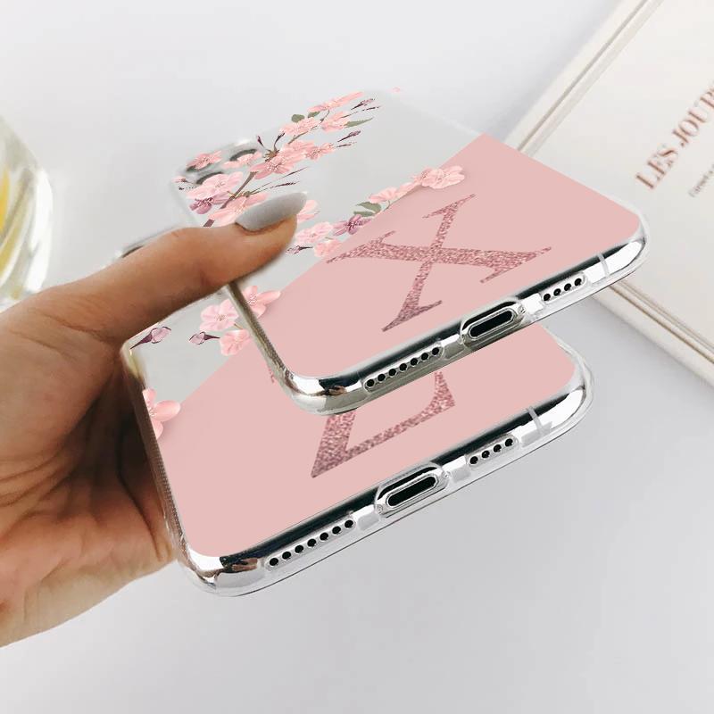 Для Samsung Galaxy S21 S20 S23 S10 S9 Plus Lite Ultra S22 Fe S10e красивый чехол с буквенным алфавитом и цветком вишни на заказ