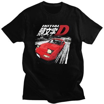 Мужская футболка Initial D Custom Drift Car Battle 100% Хлопок Повседневная футболка С коротким рукавом Приталенная