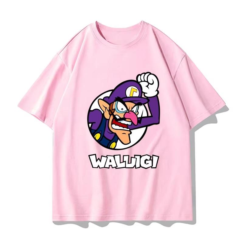 Super Mario Waluigi T-shirt Men and Women Summer Cotton Y2K Clothing Fashion Breathable Anime Fans Gothic Cotton Oversized T-shirts