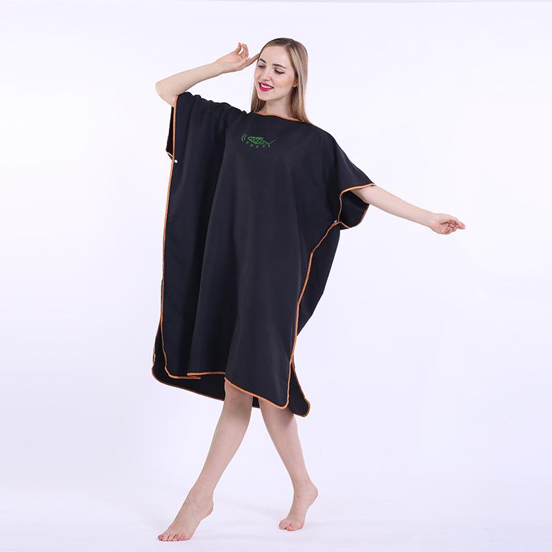 Hooded Microfiber Beach Poncho: Portable Wearable Towel Robe
