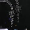 Модные легкие роскошные длинные серьги-лепестки из циркония с бахромой, серебряные серьги-иглы 925 пробы, преувеличенные, нарядные, банкетные, универсальные серьги