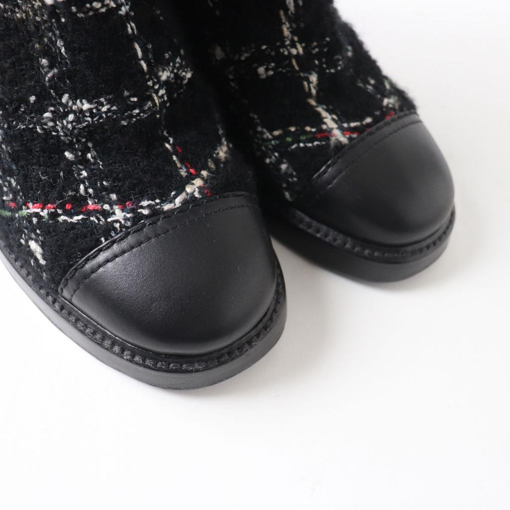 Great CHANEL boots black leather Women 35.5 Used