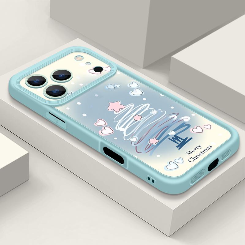 Ударопрочный мягкий силиконовый чехол из ТПУ Funda для iPhone 17 Air 16e 16 15 14 Pro Max 13 17 Pro Max 17 Pro 17 Air Синий чехол с рисунком рождественской елки