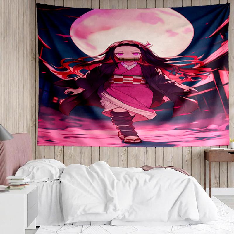 Demon Slayer Nezuko Tapestry for Bedroom Aesthetic Classroom Tapestries Wall Hanging for Living Room Dorm Office,Ideal Creative Gift