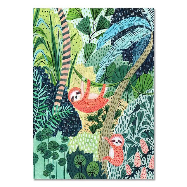 Tropical Colorful Girl Car Flower Koala Leopard Wall Art Canvas Painting Posters And Prints Wall Pictures For Living Room Decor No Frame