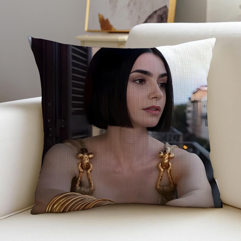 Glamorous EEmily in ParisS Cushion Cover Breathable and skinfriendly linen pillowcase square removable and washable cushion