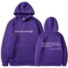 2025 Trendy You are enough Hoodie Men's and Women's Pullover Retro Hoodie Street Hip Hop Unisex Hot Selling Women's Hoodie Top
