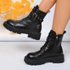 2024 Women's Shoes Side Zipper Women's Boots Fashion Cross Lacing Modern Boots Women New Belt Buckle Plus Size Shoes for Women