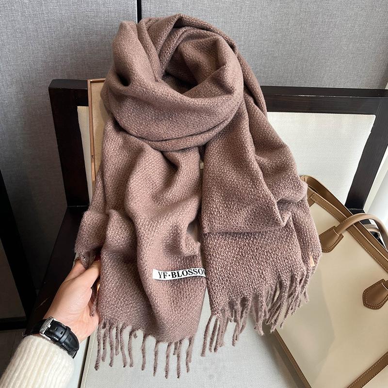 2023 New Fashionable Double Sided Imitation Cashmere Scarf, Warm Scarf for Autumn and Winter, Solid Color Couple Dual Use Shawl
