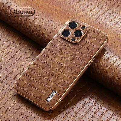 Роскошный чехол из кожи крокодила для iPhone 16, 15 Pro, 14, 13, 12 Pro Max, 11, защитная противоударная задняя крышка для объектива