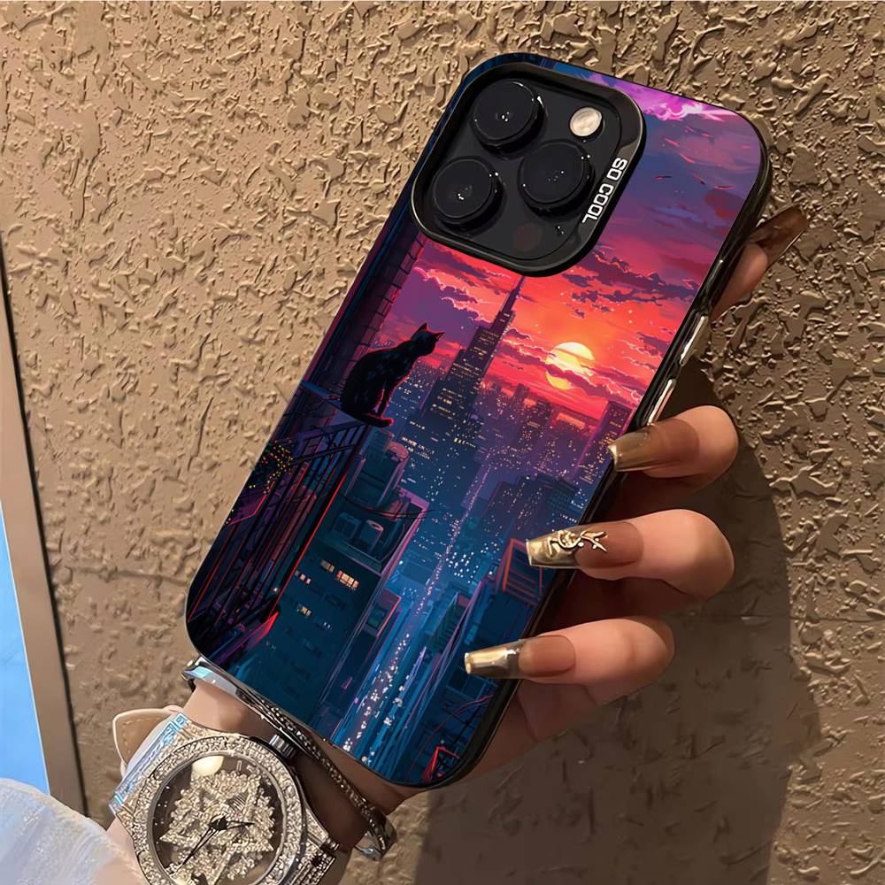 Sunset Scenery Phone Case For iPhone 17,16,15,14,13,12,X,8,Pro,Max,Plus,E,SE4,Air,Mini IMD Matte Black