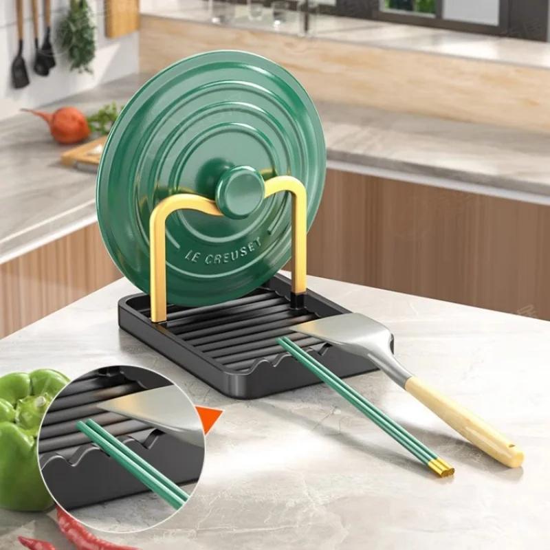 Floor Standing Pan Pot Lid Holder Stand Rack Spoon Rest Pot Lid Spatula Soup Spoon Storage Shelf Pot Lid Rack Kitchen Storage