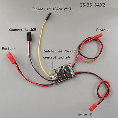 Двойной двунаправленный матовый контроль скорости Esc 2S-3S Lipo 5A Esc для модели Rc