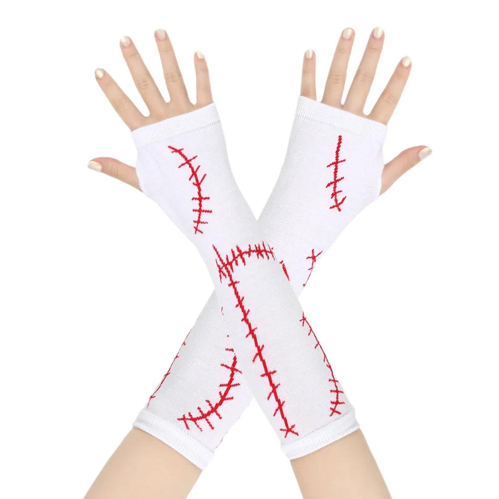 Женские чулки до бедра, варежки, перчатки, комплект, женские, черные, белые, длинные, выше колена, носки Лолита, Хэллоуин