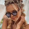 Новые круглые солнцезащитные очки Мужские Женские Маленькие Модные Винтажные Высококачественные Брендовые Дизайнерские Кошачий Глаз Солнечные Очки Хип-Хоп Черные Синие Тень