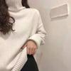 Осень-зима, новый женский винтажный свитер, корейская мода, пуловеры с длинными рукавами, повседневная водолазка, вязаный свободный джемпер, тянется