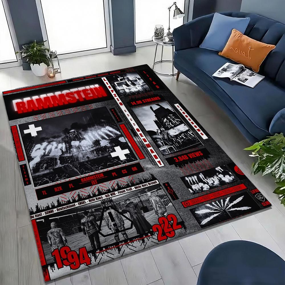 Rammstein Fiery Industrial Metal Band Theme Rug Soundproof Shockabsorbing Carpet For Bathroom Kitchen Home Party Decor Valentine'S Day Gift