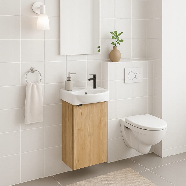 Hanging Bathroom Cabinet with Sink , Oak Craft, with Parma Faucet