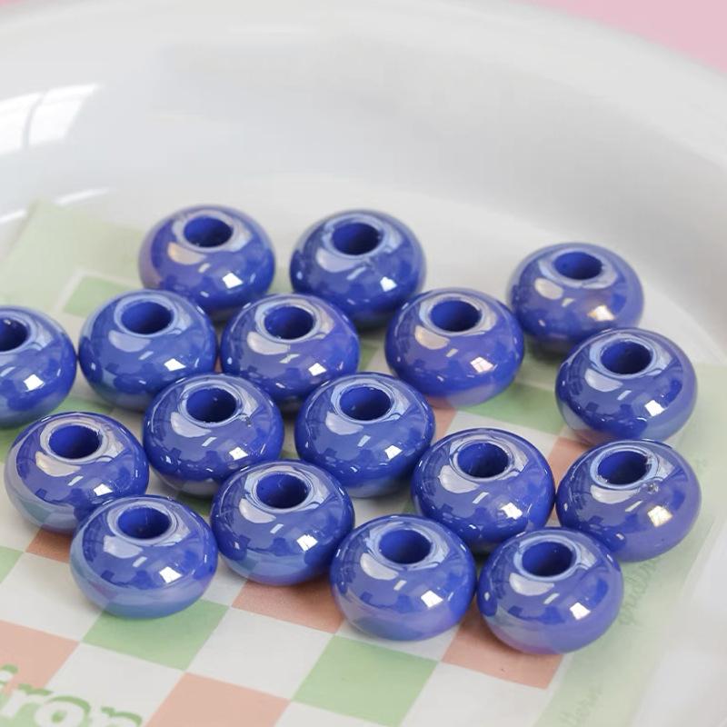 10 шт. 14 мм акриловые цветные счеты с большим отверстием, отдельные бусины, сделай сам, ручная работа, цепочка для мобильного телефона, аксессуары для волос, ожерелье, материал из бисера