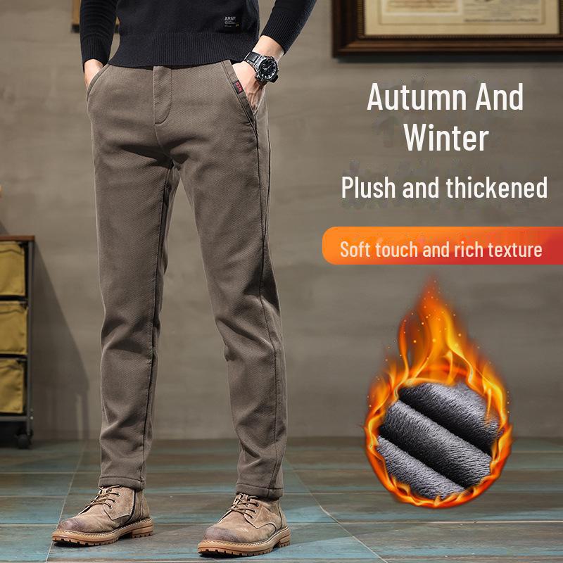 Мужские прямые узкие повседневные длинные брюки 2023 года с бархатом