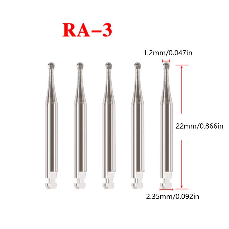 5 шт./коробка Стоматологические боры из карбида вольфрама Низкоскоростные Круглые Серия Ra Для зуботехнической лаборатории или клиники Диаметр хвостовика 2,35 мм Для стоматолога