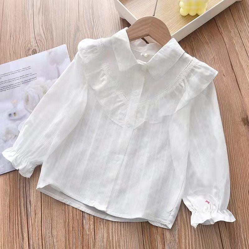2023 Весенняя розовая рубашка с длинным рукавом в корейском стиле для девочек и младенцев