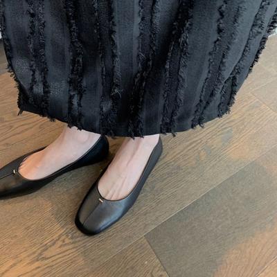 Быстрые волосы туфли на плоской подошве женские супермягкая подошва овчина квадратный носок для работы маленькие кожаные туфли лодочки