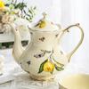 European Style Ceramic Mug Coffee Cup and Saucers Set Lemon Pattern Retro Afternoon Tea Cup Dessert Plate Teapot Home Kettle