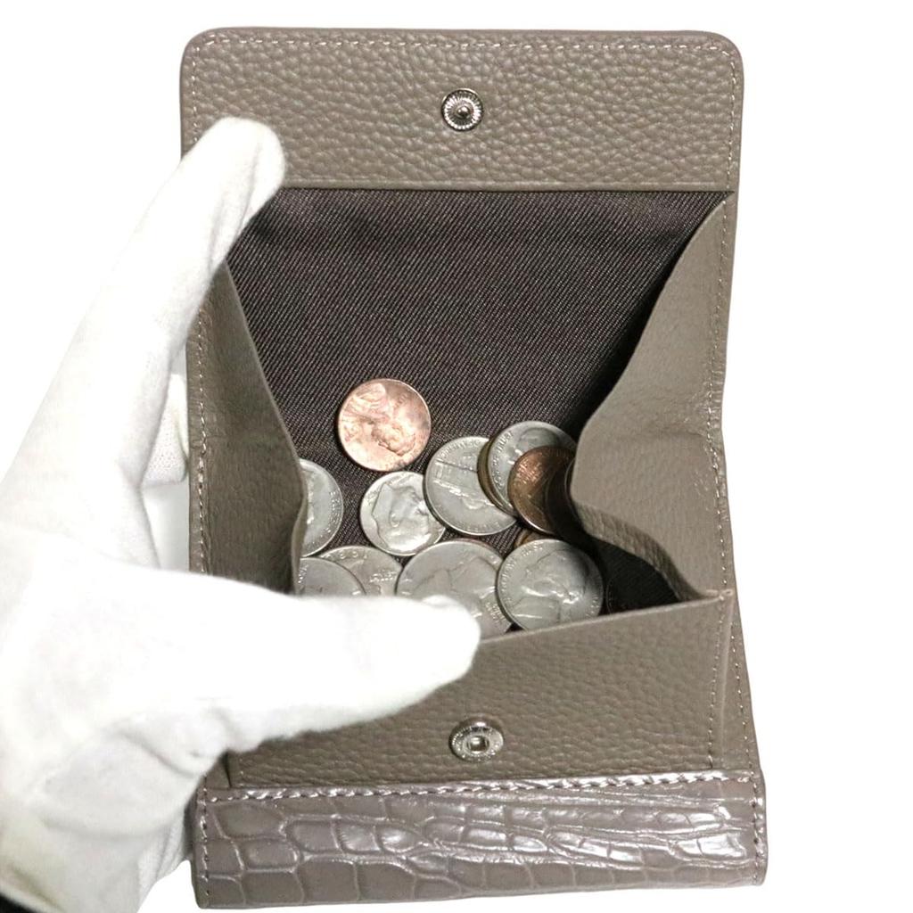 Bercute Green Crocodile Tri-fold Wallet for Men and Women, Mini, Slim, Compact, Foldable, Genuine Leather, Alligator Skin, Compact, Large Capacity,