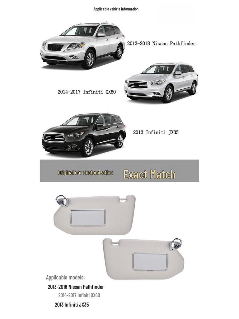 Sunshade for Infiniti JX35, Nissan QX60, Pathfinder Vanity Mirrors