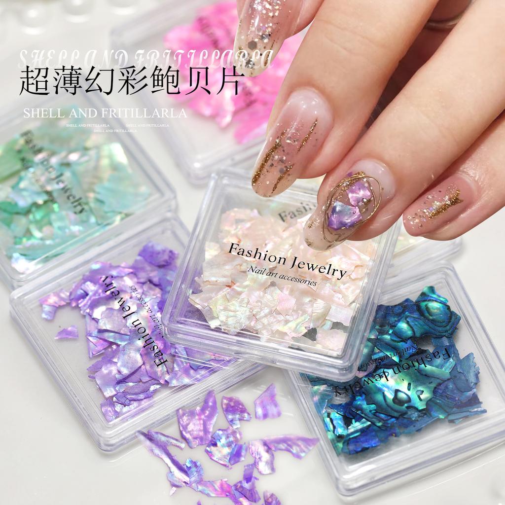 Кусочки ракушек для дизайна ногтей Аксессуары Инструменты Тонкие кусочки слюды из ушка измельчённые цветные кусочки жемчужной ракушки Aurora Symphony